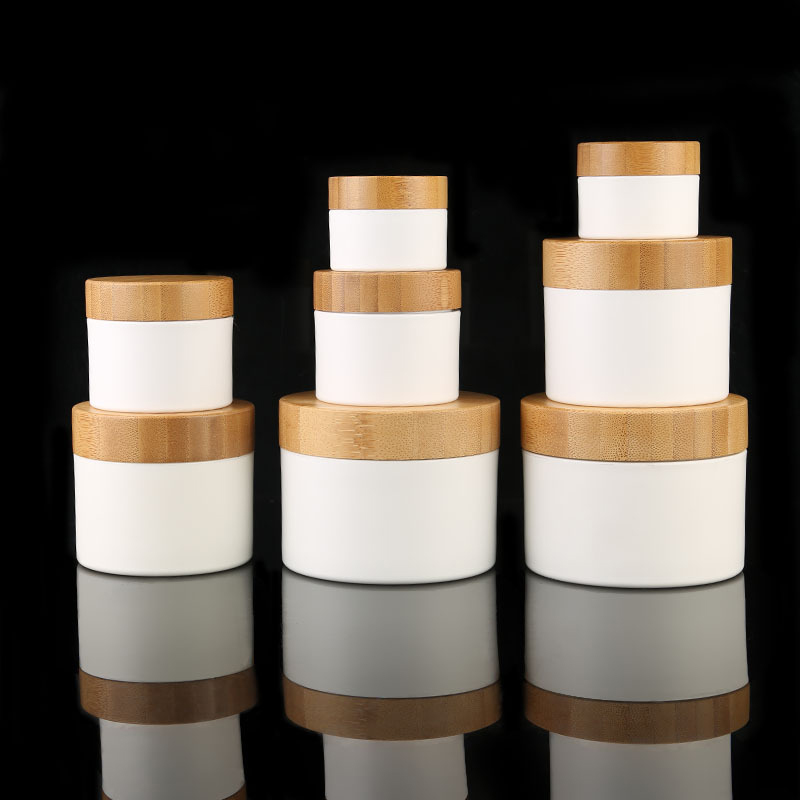 High Quality 100g Eco Friendly Bamboo Cream PET Plastic Jar with Bamboo lid