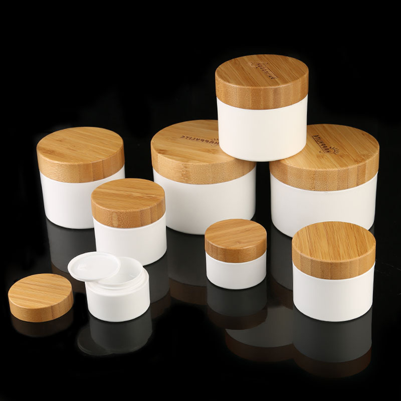 High Quality 100g Eco Friendly Bamboo Cream PET Plastic Jar with Bamboo lid