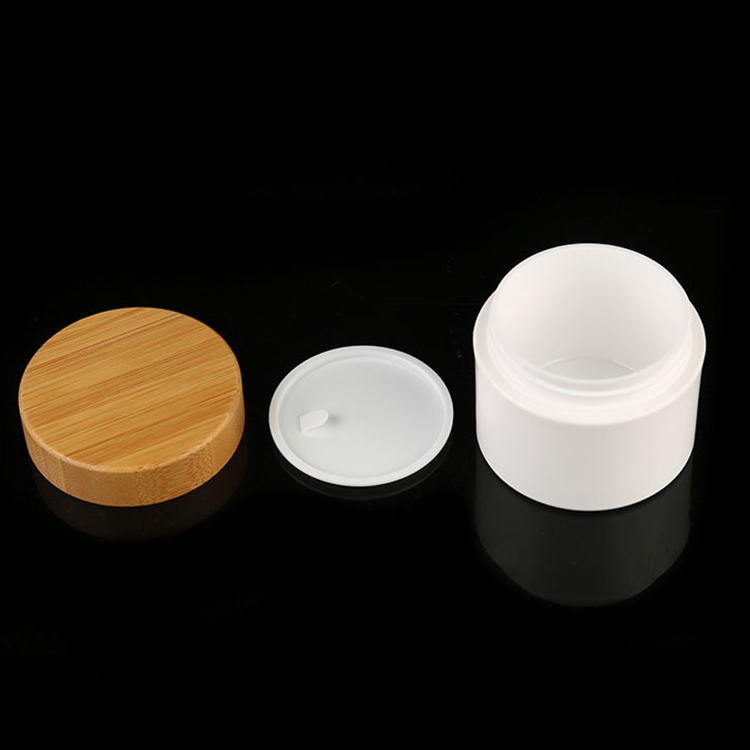 High Quality 100g Eco Friendly Bamboo Cream PET Plastic Jar with Bamboo lid