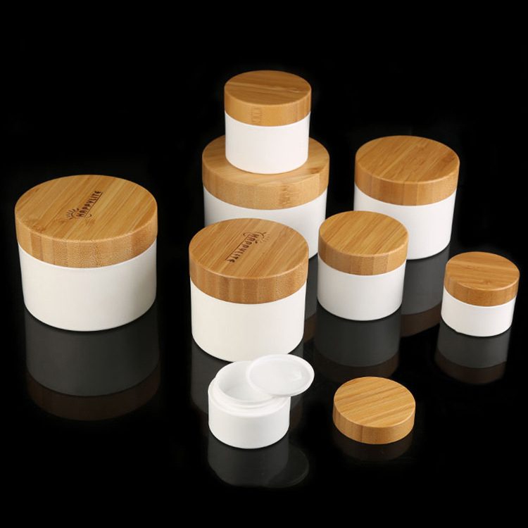 High Quality 100g Eco Friendly Bamboo Cream PET Plastic Jar with Bamboo lid