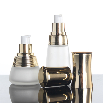 High Quality 100ml 120ml 35ml 55ml Skin Care Glass Lotion Pump Bottles Jar Container
