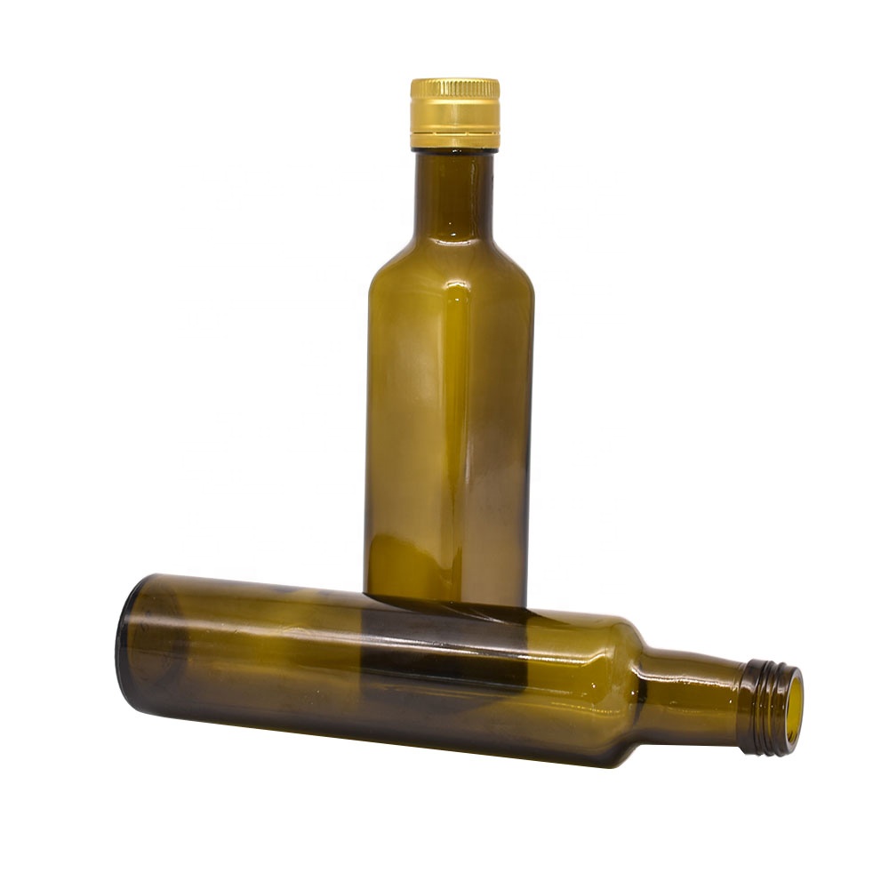 High Quality 100ml 500 ml and 750 ml green brown round square marasca olive oil glass bottles in stock