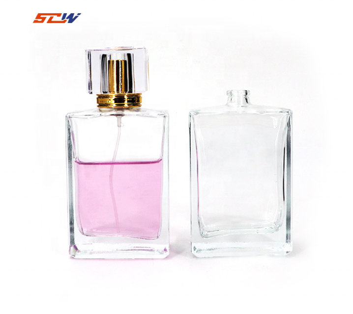 High Quality 105ml high quality custom color empty clear glass perfume bottle with glass spray cap