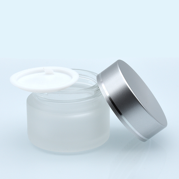 High Quality 10ml 20ml 30ml 50ml frosted clear cosmetic packing jar with silver cap for skin care cream
