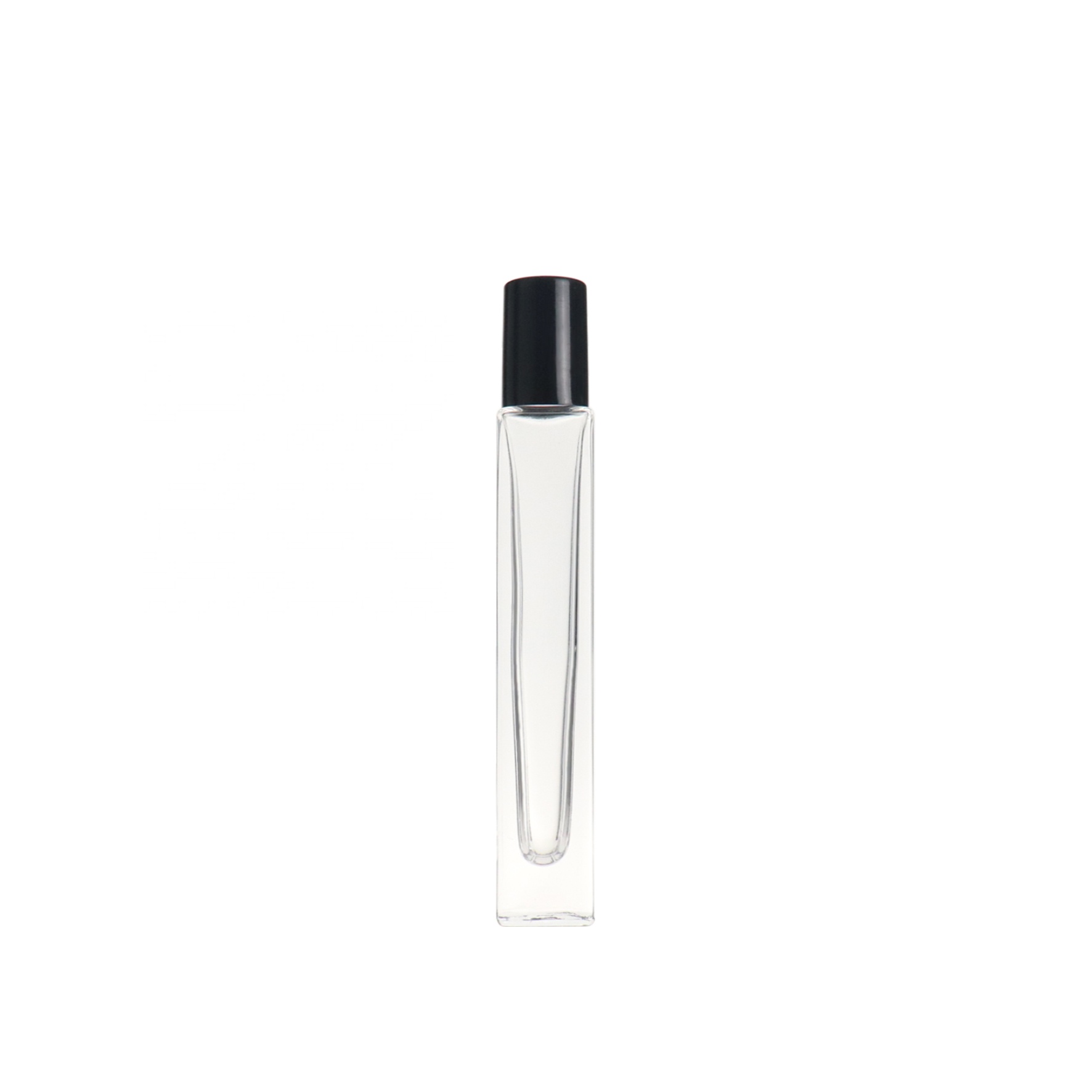 High Quality 10ml Empty Clear Square Perfume Eye Cream Roll on Glass Roller Bottle with Steel Roller Ball and Black Cap