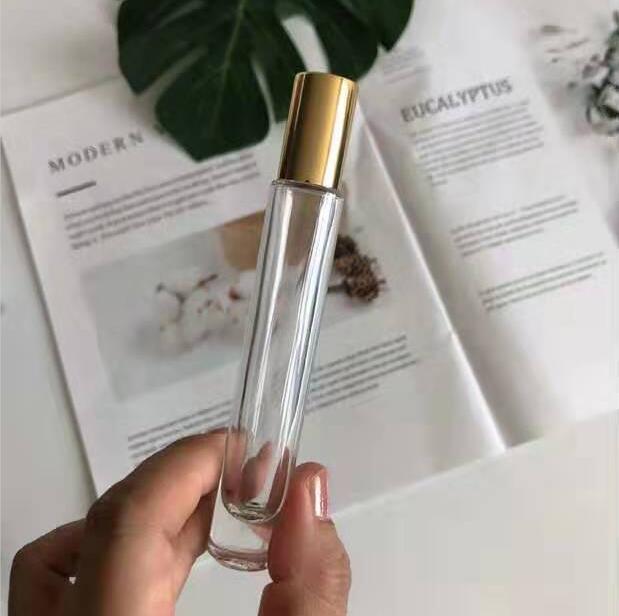 High Quality 10ml Slim Clear Round Thick Bottom Glass Bottles Empty Roller Glass Bottle for Essential Oil Wholesale