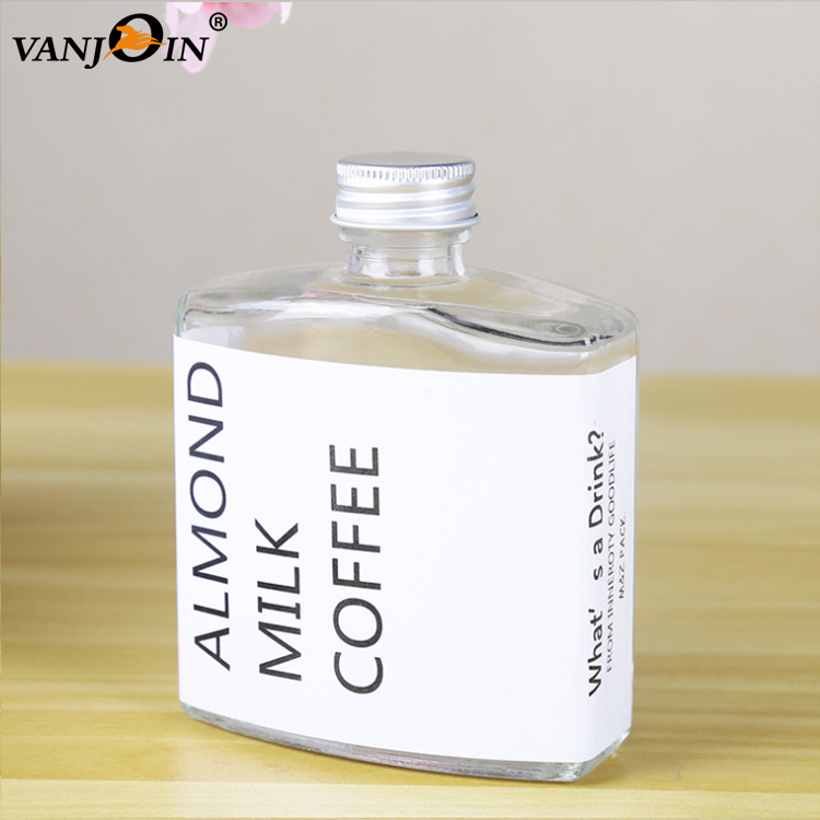 High Quality 10oz 300ml Hip Flask Beverage Liquor Cold Brew Tea Coffee Glass Bottle With Screw Lids