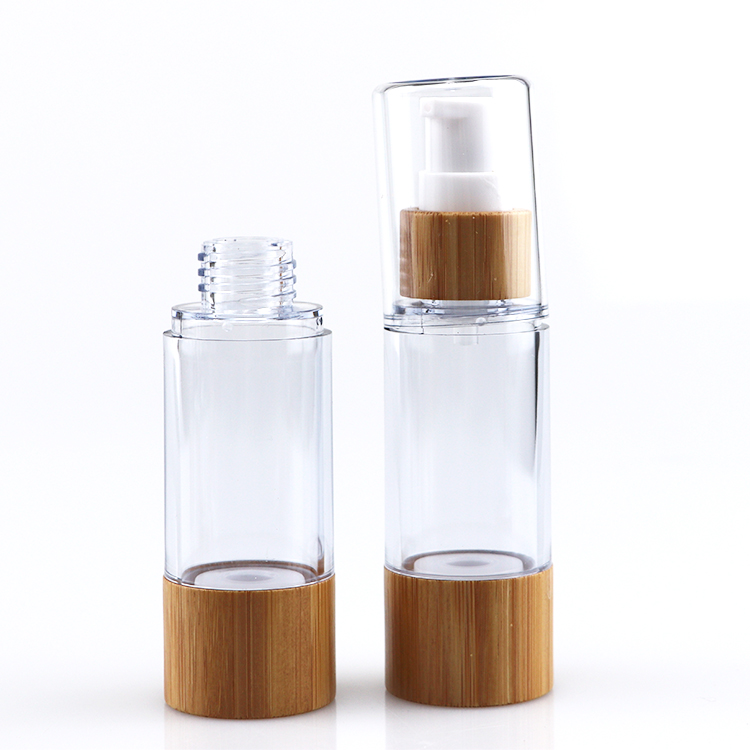 High Quality 15ml 30ml 50ml Bamboo Airless Lotion Pump Bottle