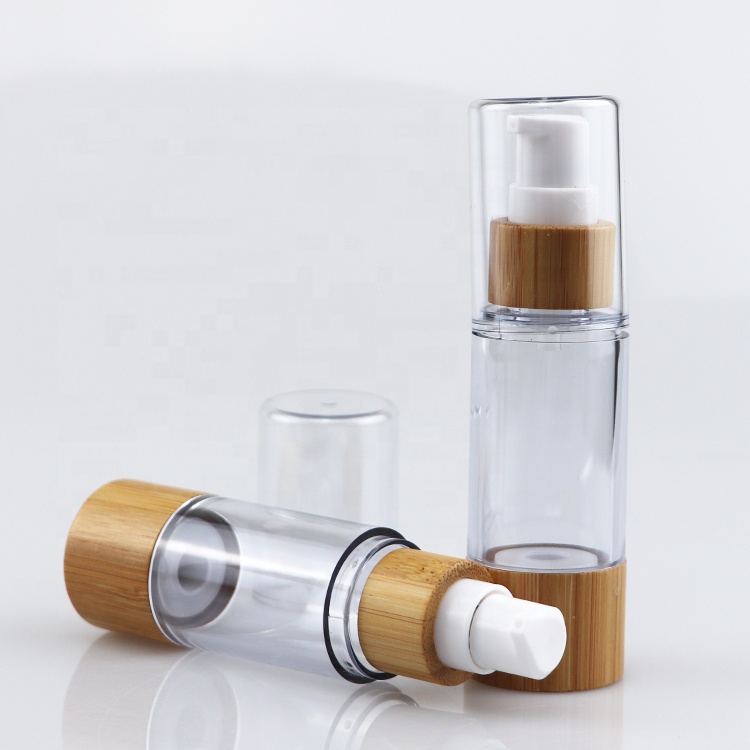 High Quality 15ml 30ml 50ml Bamboo Airless Lotion Pump Bottle