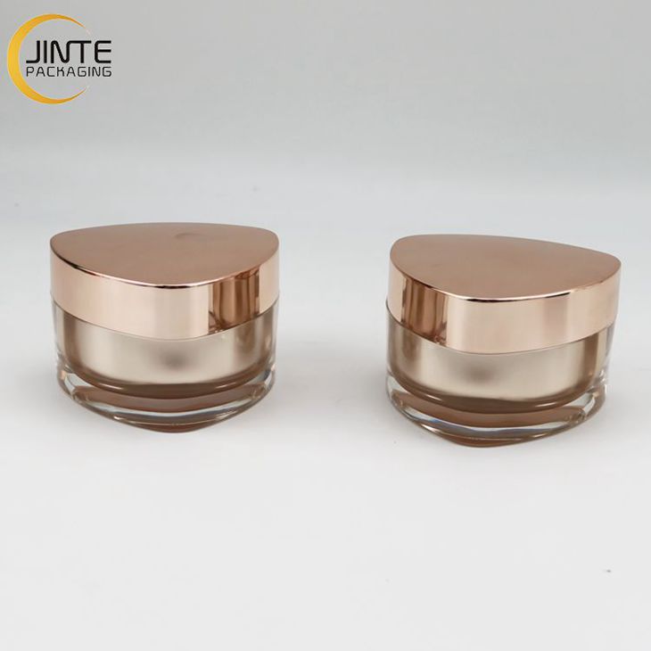 High Quality  15ml 30ml 50ml Triangle Shape Rose Gold Color Acrylic Jar Perfect for Cream ,Serums and Lotions