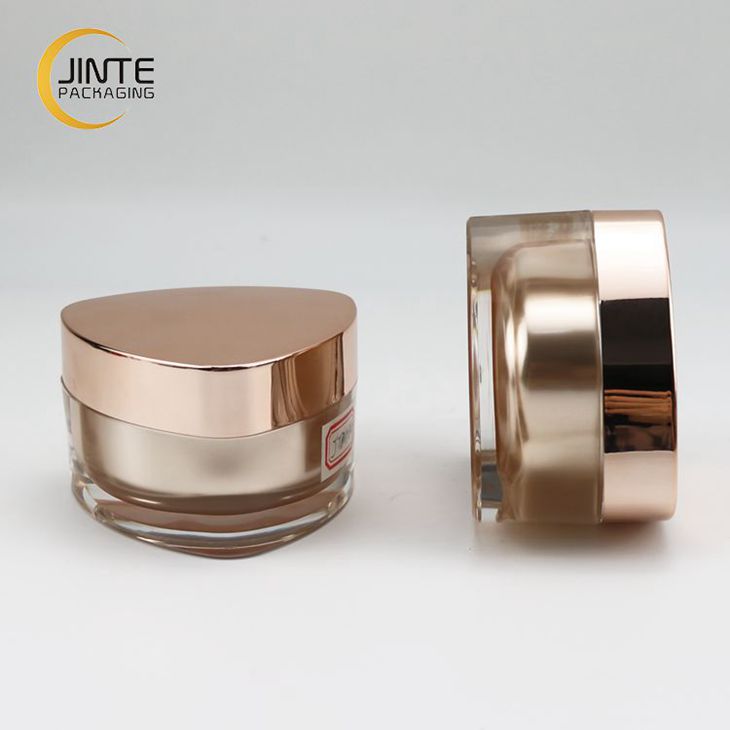 High Quality 15ml 30ml 50ml Triangle Shape Rose Gold Color Acrylic Jar Perfect for Cream,Serums and Lotions