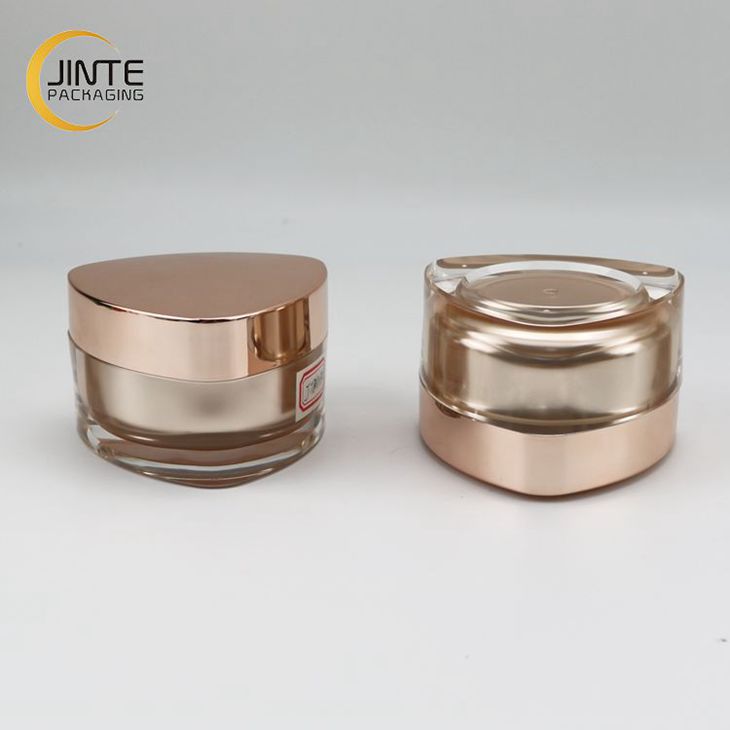 High Quality 15ml 30ml 50ml Triangle Shape Rose Gold Color Acrylic Jar Perfect for Cream,Serums and Lotions