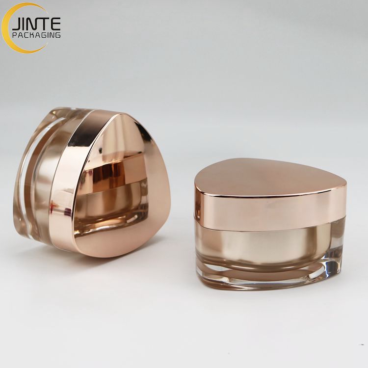 High Quality 15ml 30ml 50ml Triangle Shape Rose Gold Color Acrylic Jar Perfect for Cream,Serums and Lotions