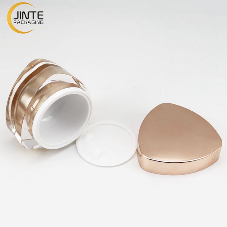 High Quality 15ml 30ml 50ml Triangle Shape Rose Gold Color Acrylic Jar Perfect for Cream,Serums and Lotions
