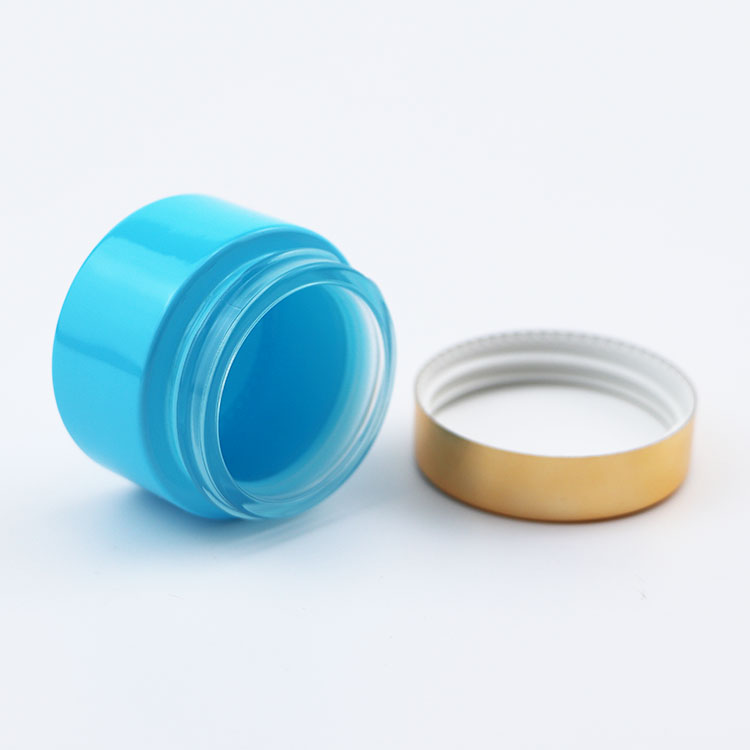 High Quality 1oz Custom Blue Color Skincare Cream Cosmetic Glass Jar With Screw Cap