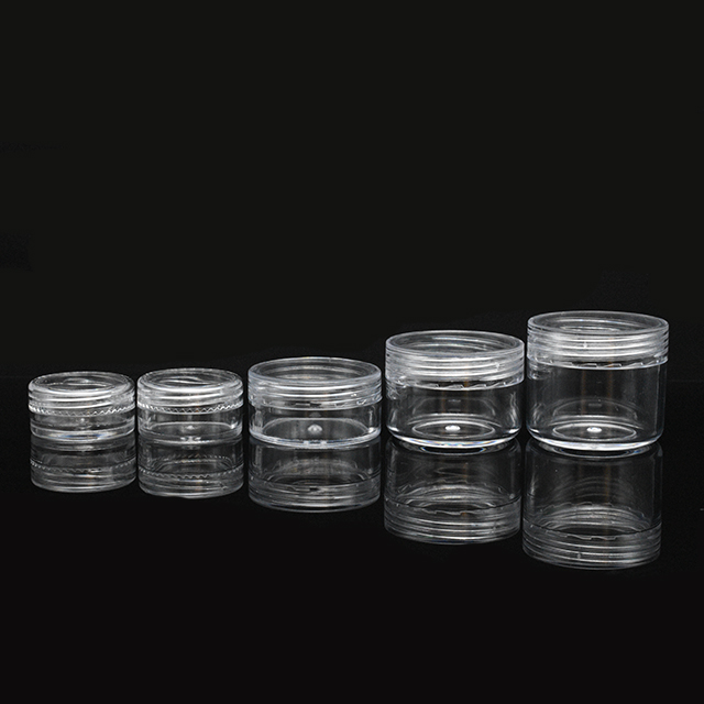 High Quality 2.5ml 3ML 5ML 20ml 10ml round Transparent PS Small Cosmetic Jar 2.5g 3g 5g 10g 15g eco plastic jar with screw lid