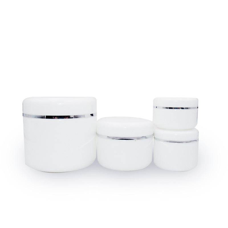 High Quality 20g 50g 200g 250g Cosmetic Plastic PP White Cream Jar with Silver edge Lid
