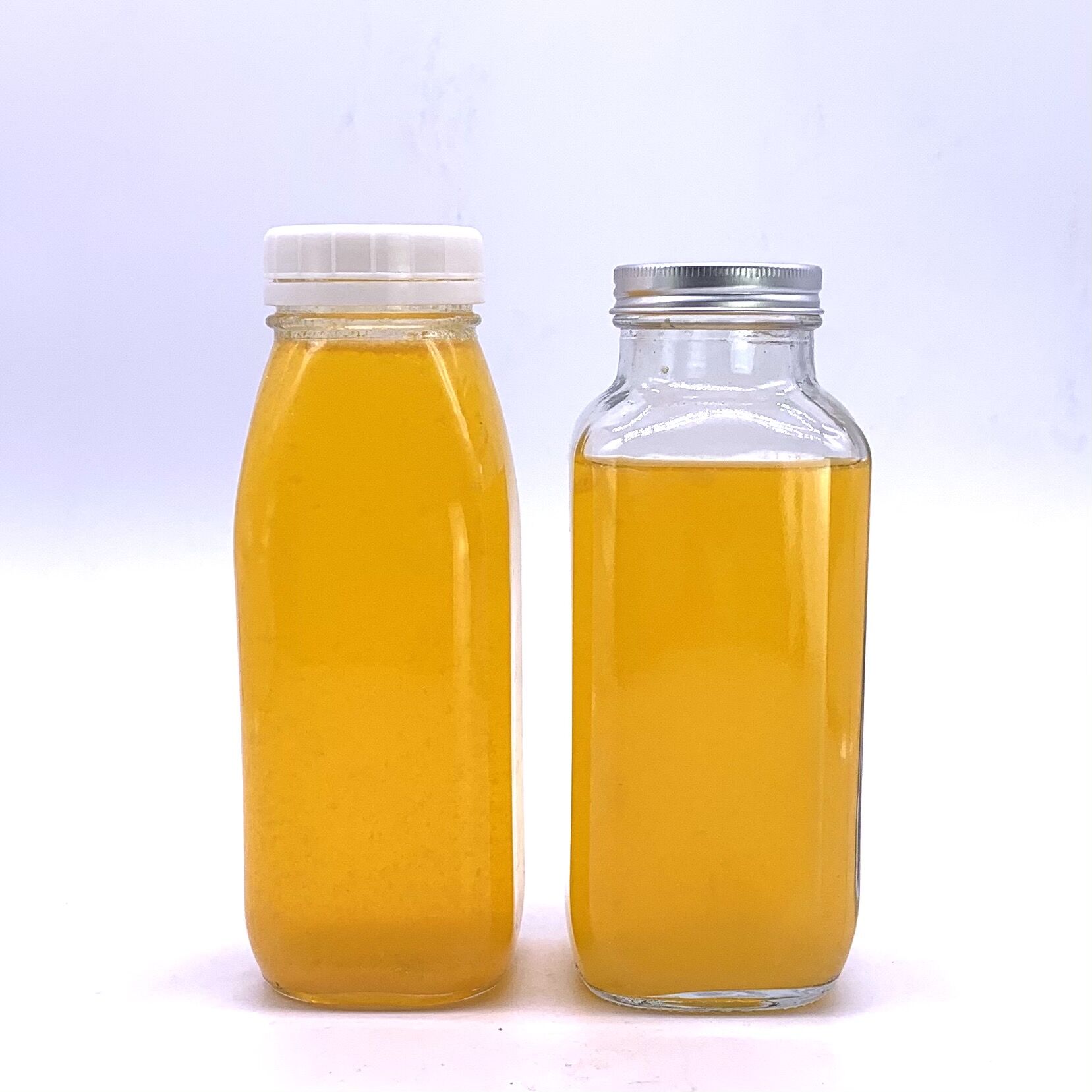 High Quality 250 Ml 300ML 350ML 500 Ml 1000ML French Square Glass Beverage Juice Bottles With Plastic Cap Aluminium Cap
