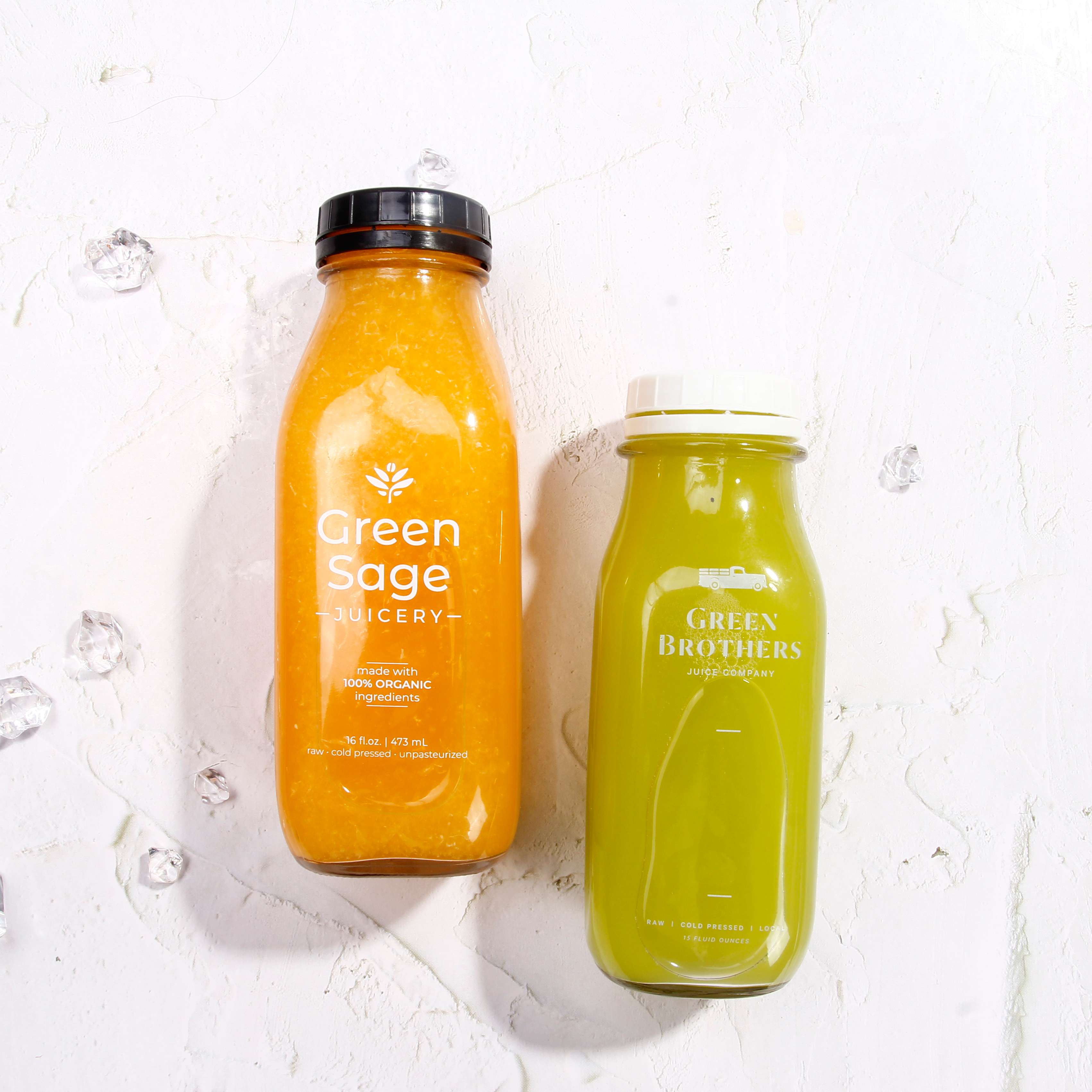 High Quality 250ml 300ml 480ml 8oz 10oz 16oz  Empty Square Clear Glass Juice Kombucha Bottles With Plastic Tamper Evident Cap