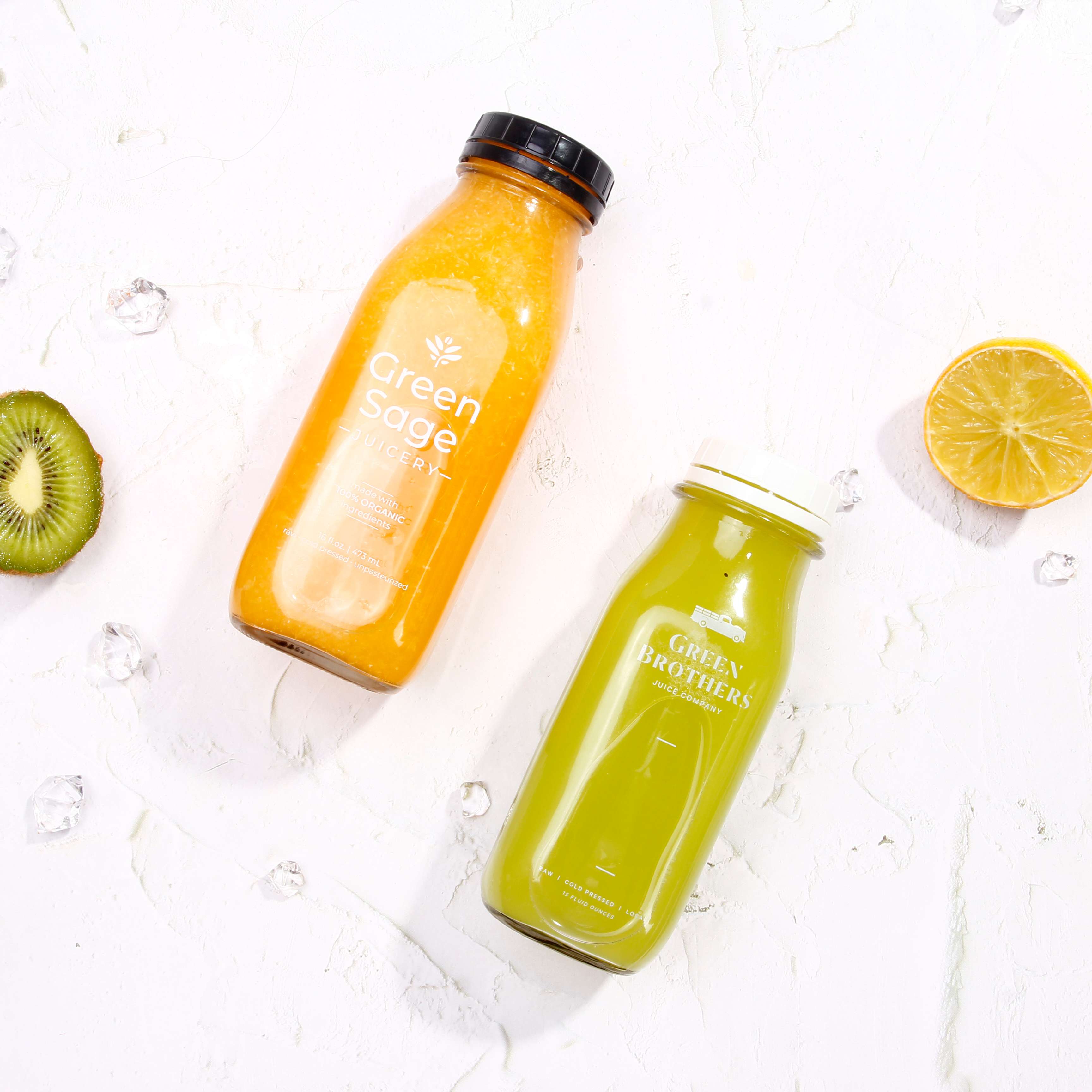 High Quality 250ml 300ml 480ml 8oz 10oz 16oz Empty Square Clear Glass Juice Kombucha Bottles With Plastic Tamper Evident Cap