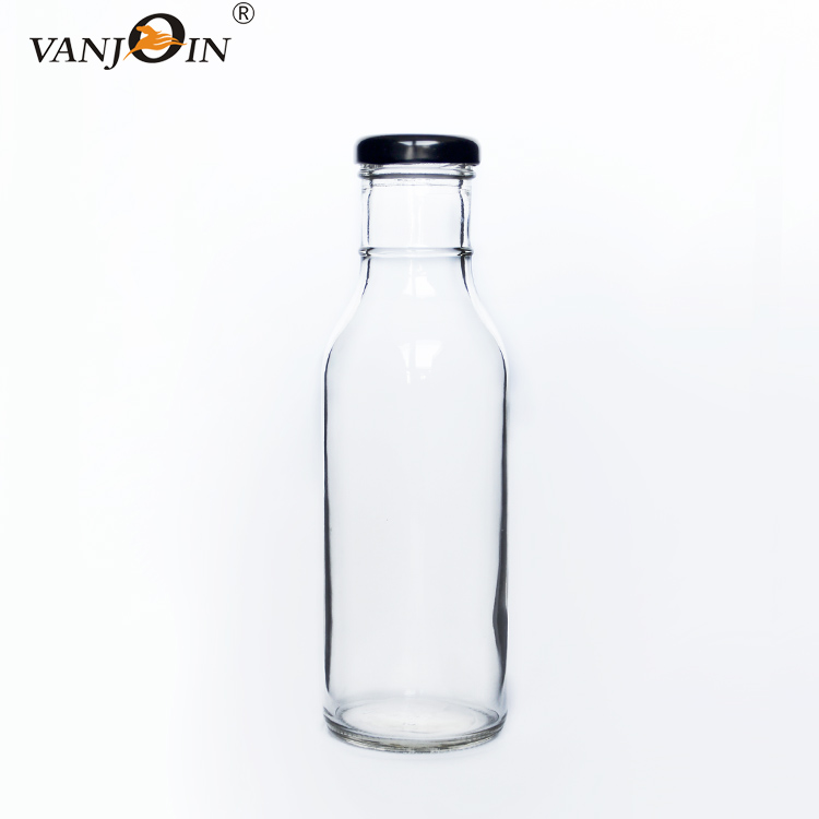 High Quality 250ml 350ml Ring Neck Hot Sauce Glass Bottle With Screw Caps for Cold Brew Kombucha Juice