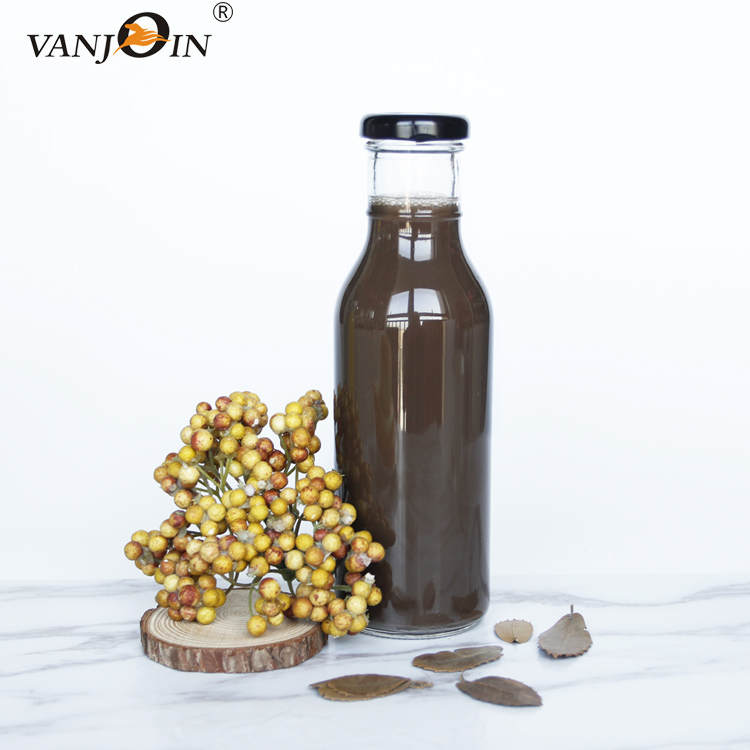 High Quality 250ml 350ml Ring Neck Hot Sauce Glass Bottle With Screw Caps for Cold Brew Kombucha Juice
