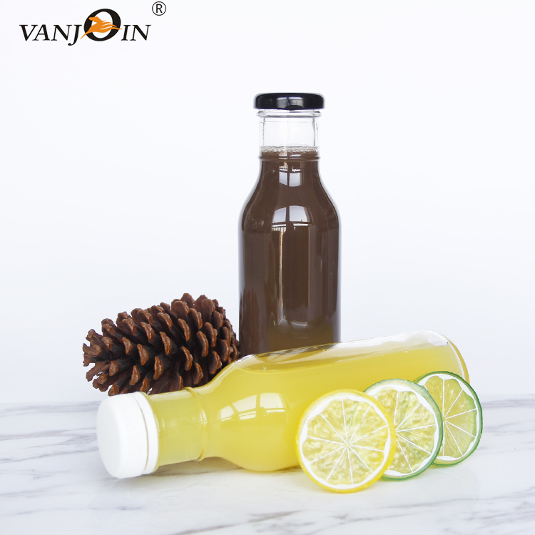 High Quality 250ml 350ml Ring Neck Hot Sauce Glass Bottle With Screw Caps for Cold Brew Kombucha Juice