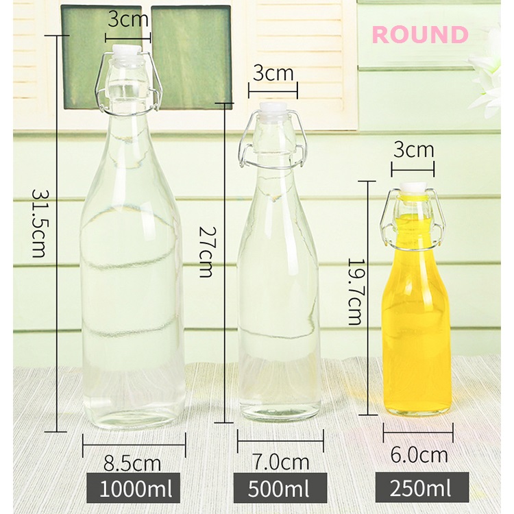 High Quality 250ml 500ml 100ml Clear Swing Top Glass Bottle For Beverage Juice Beer Wholesale