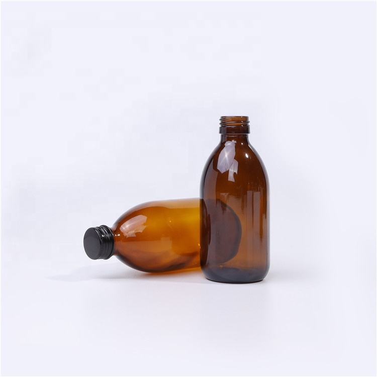 High Quality 250ml 500ml BPA Free Amber Glass Round Syrup Pill Bottles With 28mm Closure