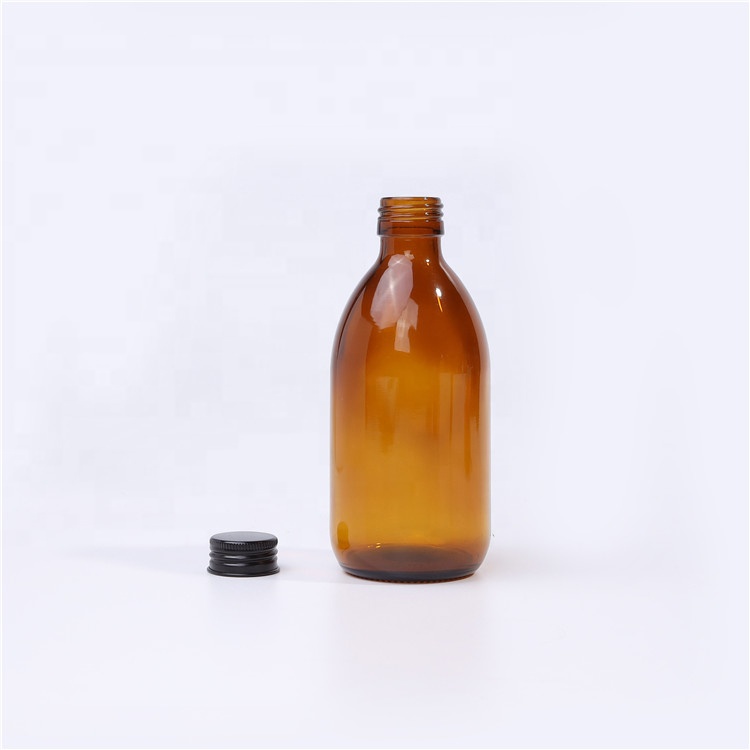 High Quality 250ml 500ml BPA Free Amber Glass Round Syrup Pill Bottles With 28mm Closure