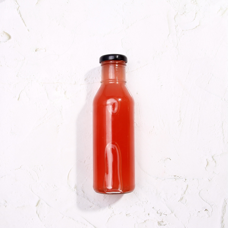 High Quality 300ml 360ml  Glass hot Sauce Bottle for Chilli With Metal Screw Lid 10oz 12oz Ring Neck Sauce Bottles
