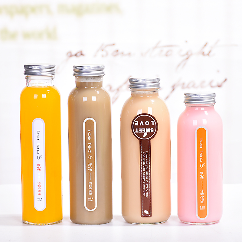 High Quality 300ml 500 ml Slim Round Glass Beverage Fruit Juice Bottles Lemon Juice/soda water bottle With Aluminium Cap