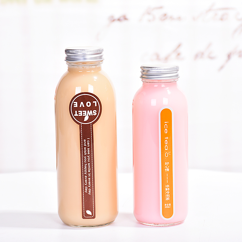High Quality 300ml 500 ml Slim Round Glass Beverage Fruit Juice Bottles Lemon Juice/soda water bottle With Aluminium Cap