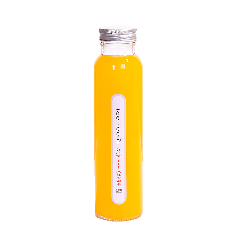 High Quality 300ml 500 ml Slim Round Glass Beverage Fruit Juice Bottles Lemon Juice/soda water bottle With Aluminium Cap