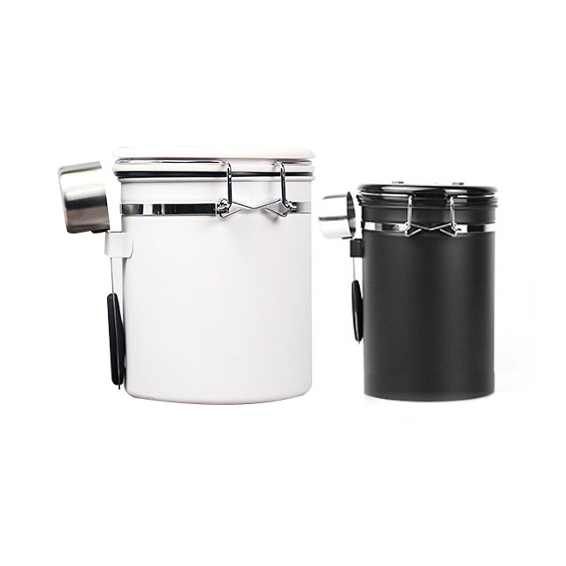 High Quality 304 stainless steel coffee beans sealed pot with spoon