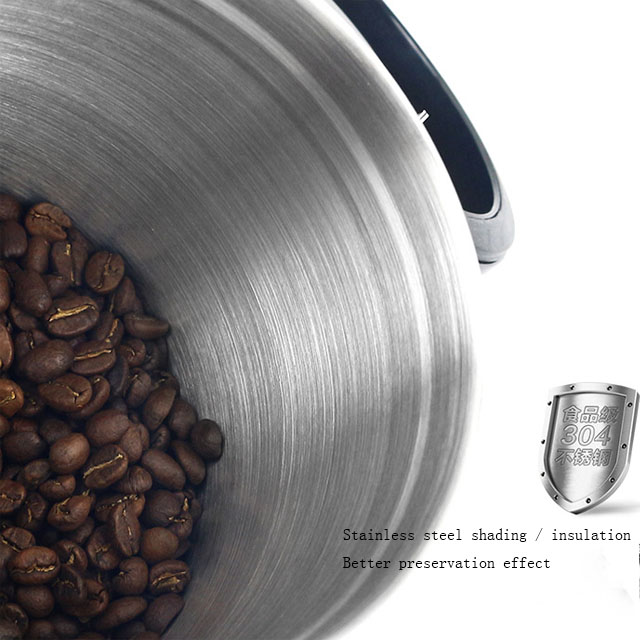 High Quality 304 stainless steel coffee beans sealed pot with spoon
