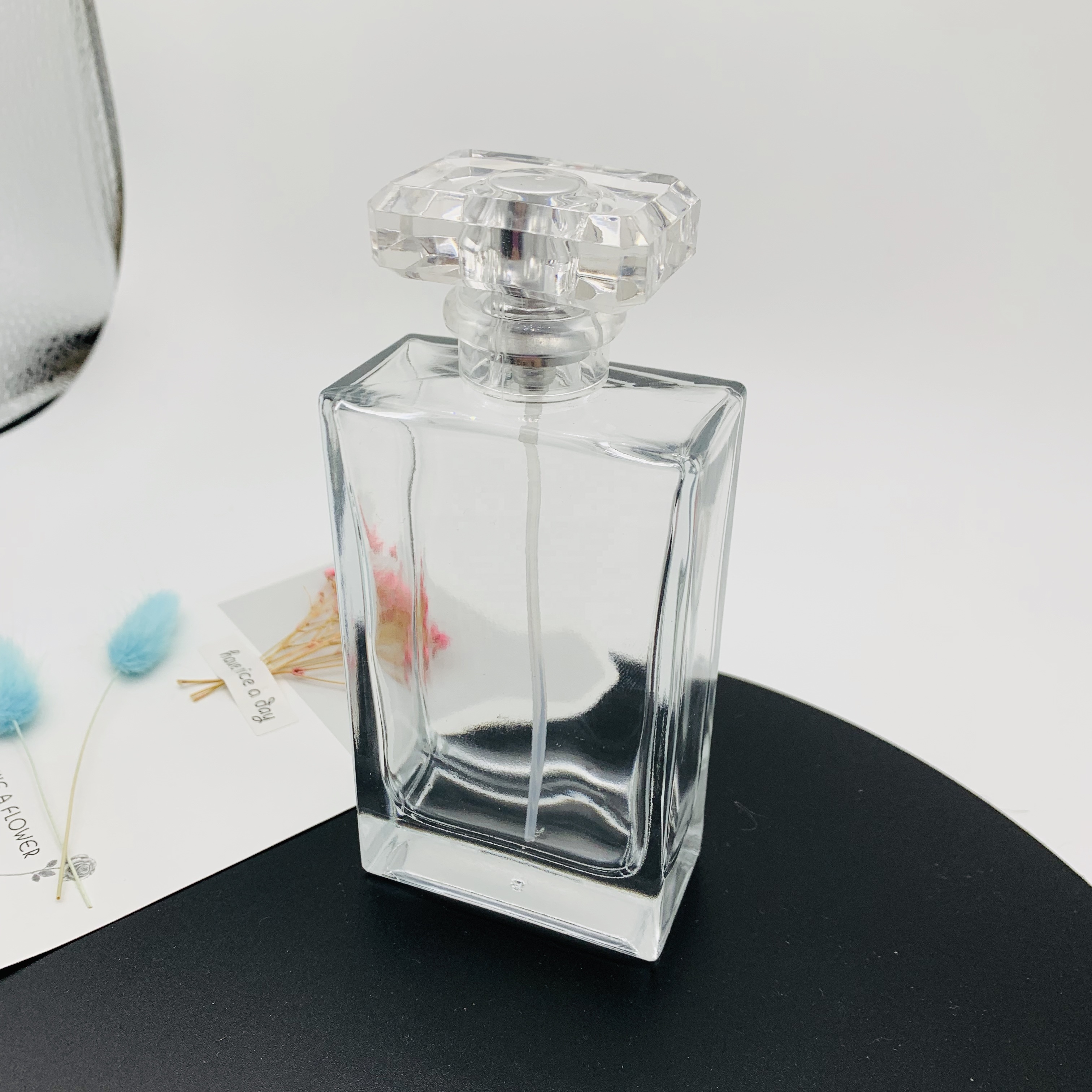 High Quality 30Ml 50Ml Luxury Clear Empty Square Glass Spray Perfume Bottle