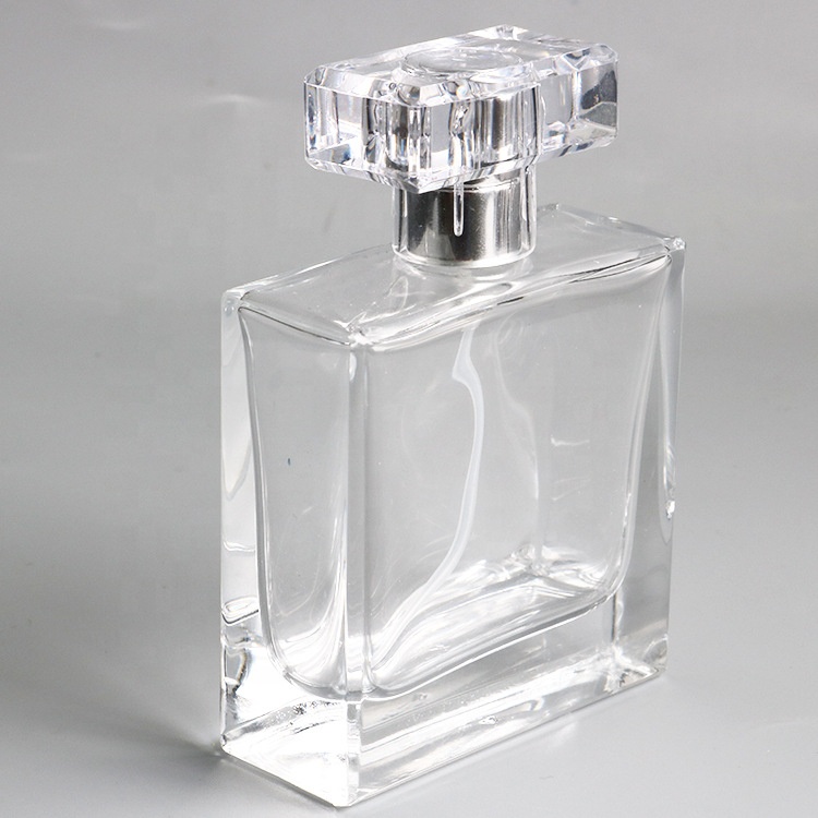 High Quality 30Ml 50Ml Luxury Clear Empty Square Glass Spray Perfume Bottle