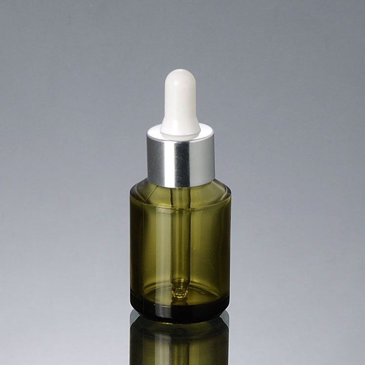 High Quality 30Ml Green Dropper Glass Bottle Black Sliver Golden Rubber Cap Cosmetic Glass Bottle