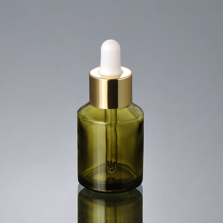 High Quality 30Ml Green Dropper Glass Bottle Black Sliver Golden Rubber Cap Cosmetic Glass Bottle