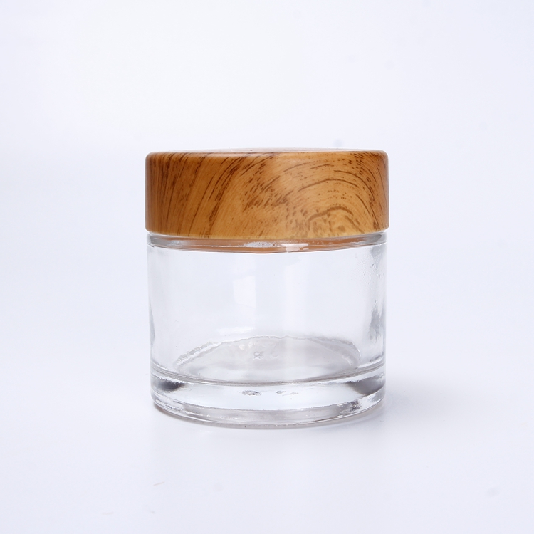 High Quality 30g 50g 100g Eco Friendly Cosmetic Containers Glass Bamboo Cosmetic Jar