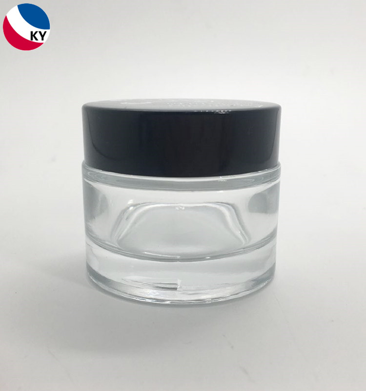 High Quality 30ml Glass Cream Container Thick Bottom 1oz Clear Glass Jar