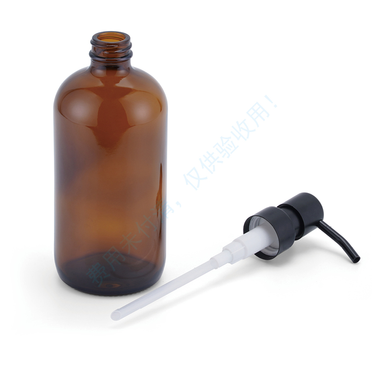 High Quality 500Ml Empty Roller Frosted Amber Glass Bottle Soap Dispenser With Black Lotion Amber Bottle Pump Supplier In China