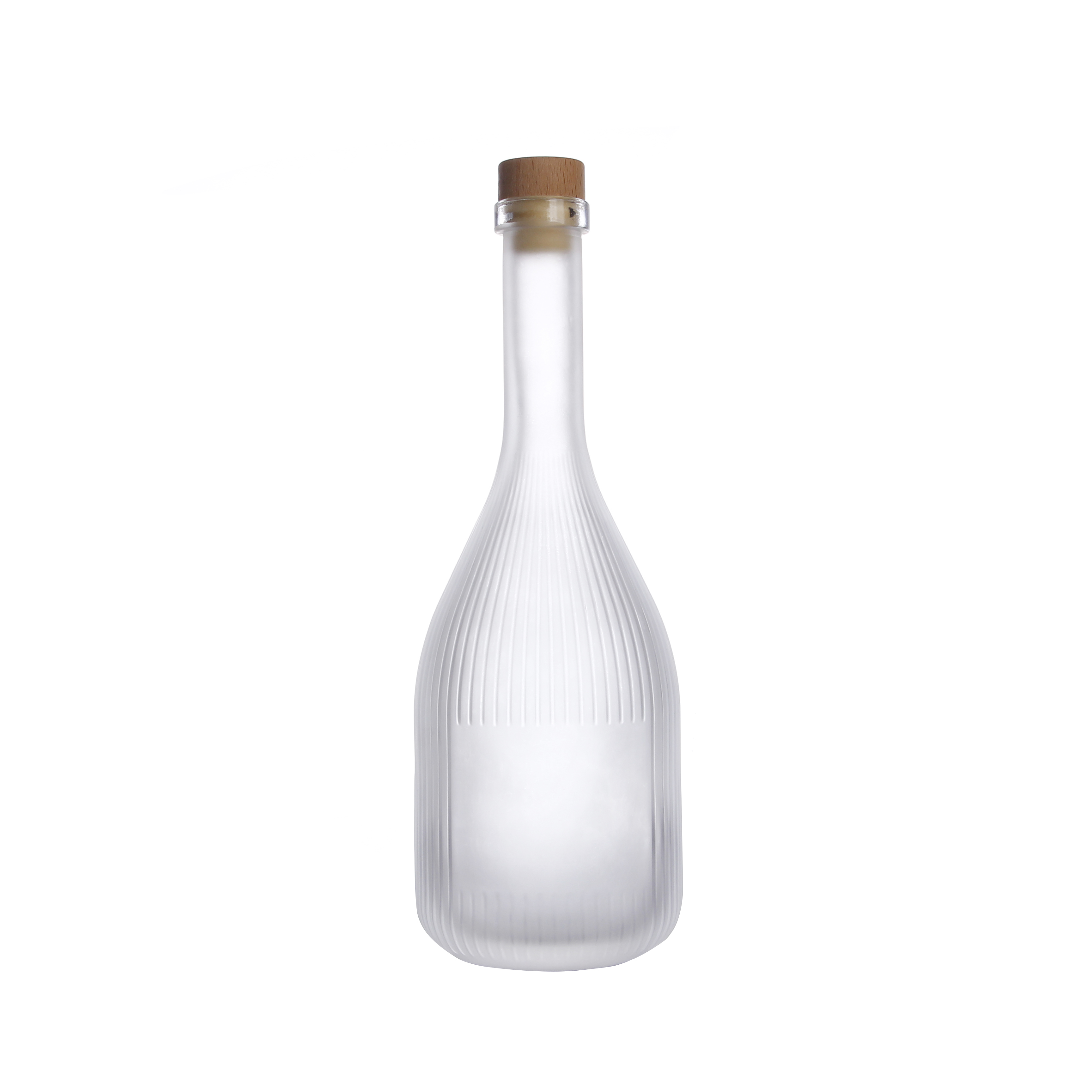 High Quality 500ml Long Neck Wine Beverage Glass Frosted Bottle With Cork Lids