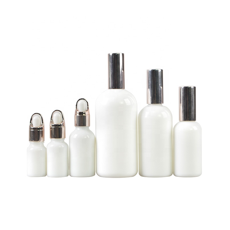High Quality 50G Opal White Glass Bottle And Jar For Skincare