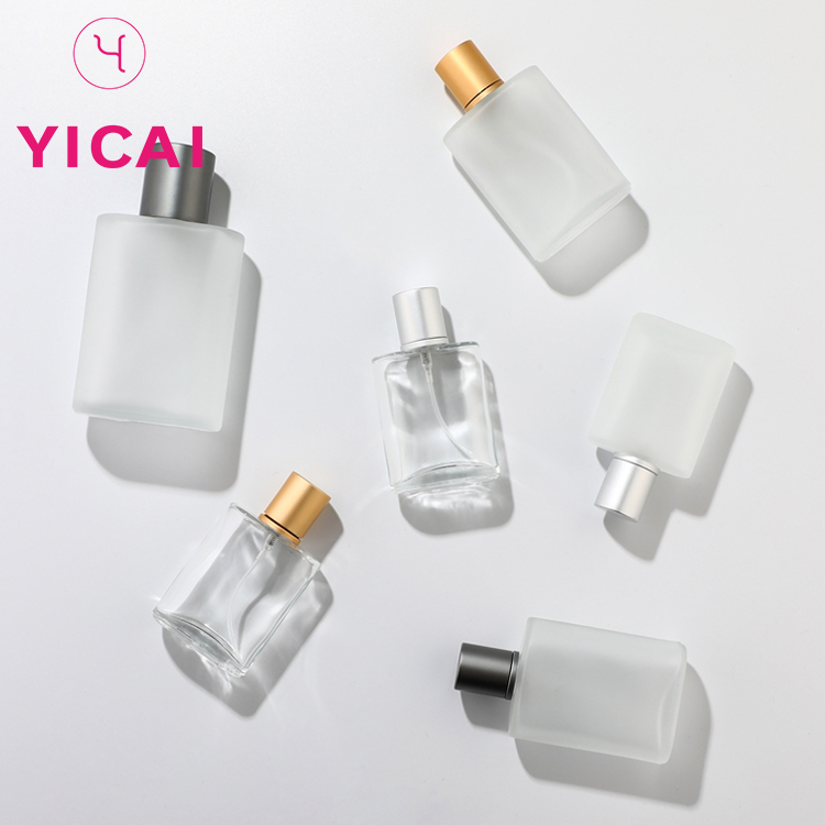 High Quality 50ml 80ml 100ml Square Frosted Glass Perfume Atomizer Spray Bottle