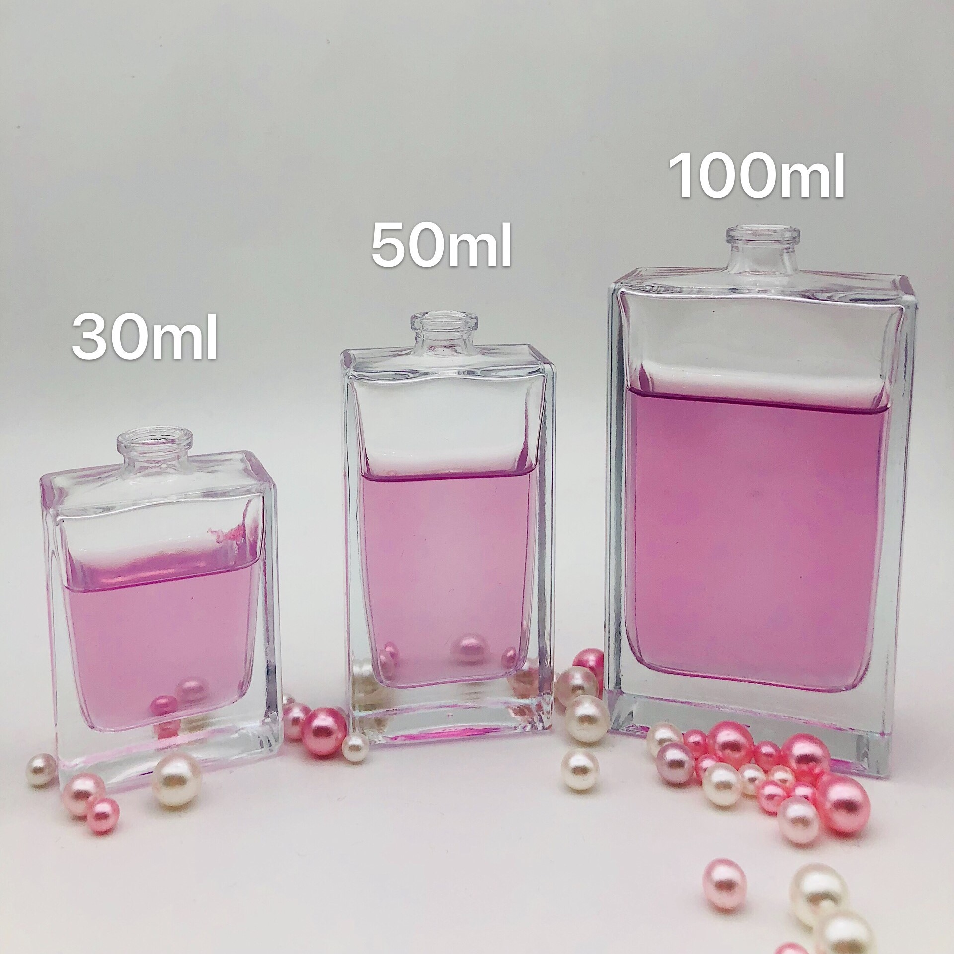 High Quality 50ml Classic Square Perfume Glass Pump Spray Bottle Luxury Clear Mist Sprayer Bottle