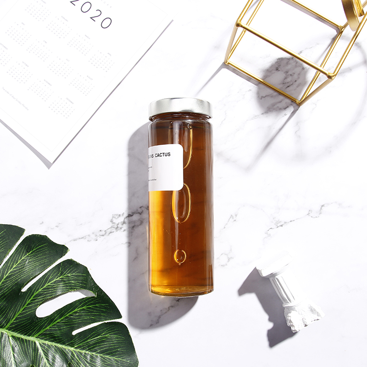High Quality 580ml 750ml Cylinder Glass Jars for Honey Fresh Juice Beverage Bottle With Metal Lid