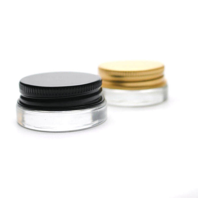 High Quality 5G/5ML Round Cylinder Wide Mouth Clear Jars with 38-400 Pink Screw Cap Lids