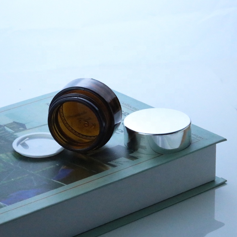 High Quality 5ml 10ml 15ml 20ml 30ml 50ml Amber Round Glass Jar Cosmetic With Screw Lid (GJM11)